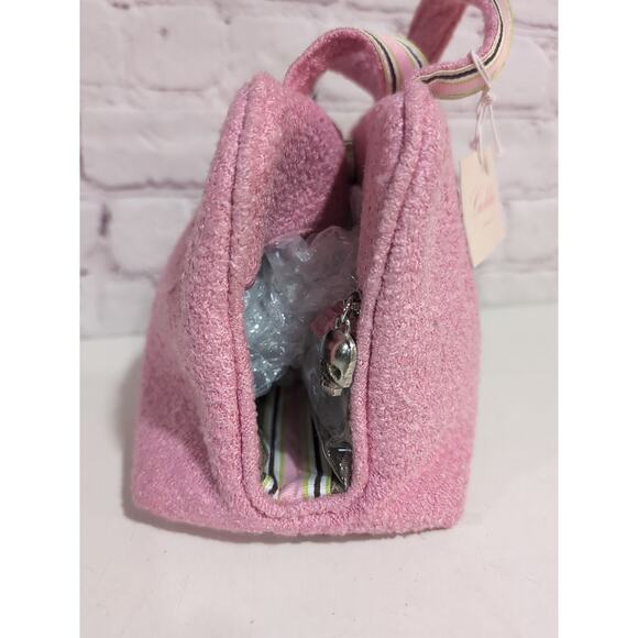 Goldie Bags Pink Terry Cloth Mini Tote Makeup Organizer Skull Zipper NWT Y2K - Picture 4 of 13